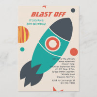 Blast Off Space Invitation