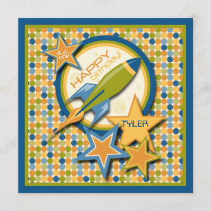 Blast Off! Spaceship Birthday Card