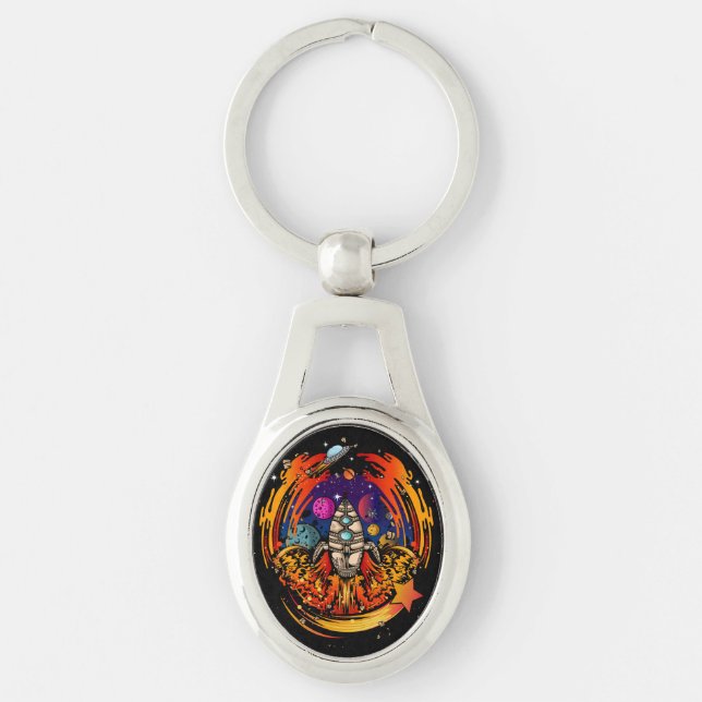 Blast Off Spaceship Key Ring (Front)