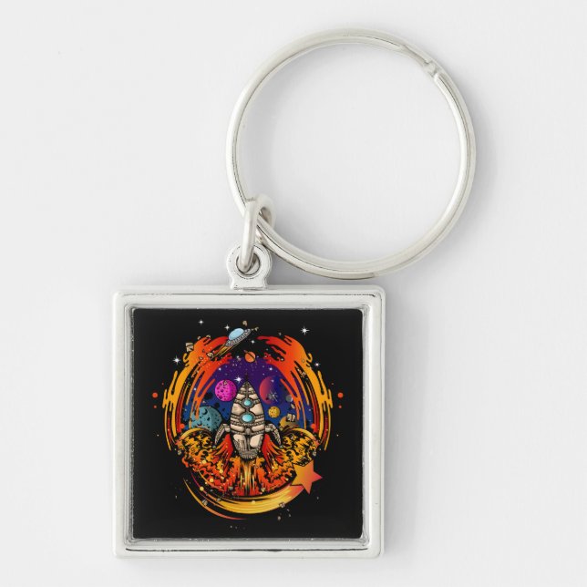 Blast Off Spaceship Key Ring (Front)