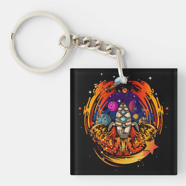 Blast Off Spaceship Key Ring (Front)