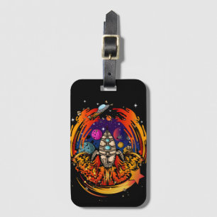 Blast Off Spaceship Luggage Tag