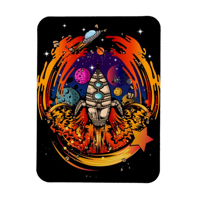 Blast Off Spaceship Magnet (Vertical)