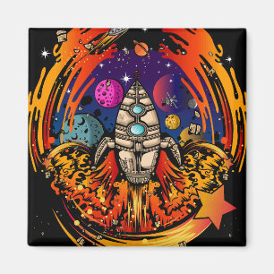 Blast Off Spaceship Magnet