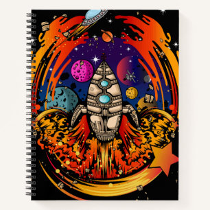 Blast Off Spaceship Notebook