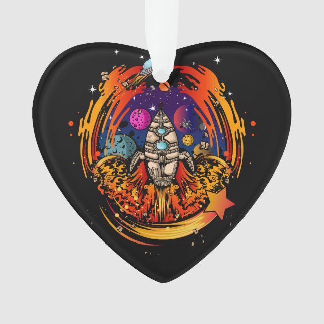 Blast Off Spaceship Ornament (Front)