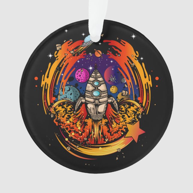 Blast Off Spaceship Ornament (Front)