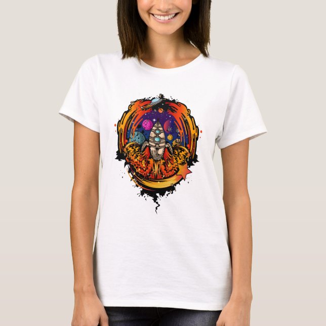 Blast Off Spaceship T-Shirt (Front)