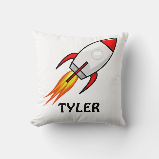 Blast Off to Dreamland - Personalised Rocket Ship  Cushion (Front)