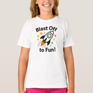 Blast Off to Fun Happy Rocket Graphic T-Shirt