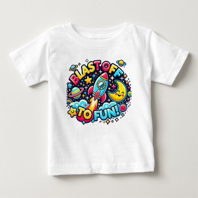 "Blast Off to Fun Tee" Baby T-Shirt (Front)