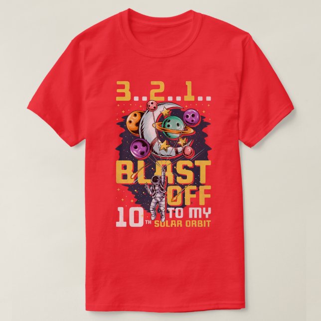 Blast Off To My 10th Solar Orbit, 10th Birthday As T-Shirt (Design Front)
