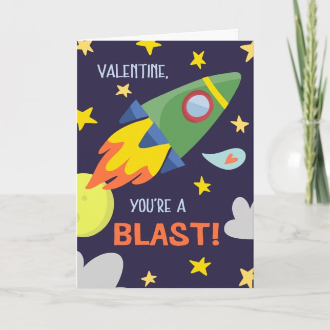 Blast Off Valentine's Day Greeting Card (Front)