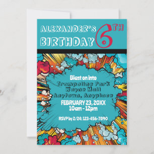 Blast On In Comic Superhero Birthday Invitation