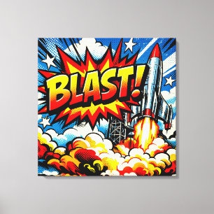 BLAST! Retro Pop Art Rocket Explosion Canvas Print