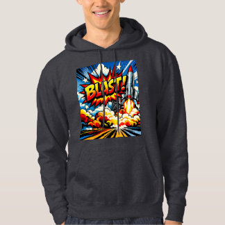 BLAST! Retro Pop Art Rocket Explosion Hoodie