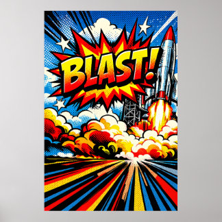 BLAST! Retro Pop Art Rocket Explosion Poster
