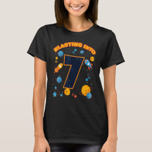 Blasting Into 7 Space Birthday Astronaut 7th Celeb T-Shirt