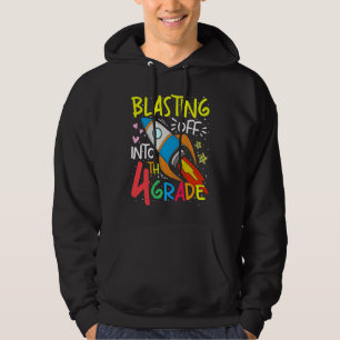 Blasting Off Into 4th Grade Teacher Student Back T Hoodie