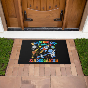 Blasting Off Into Kindergarten Back To School Doormat
