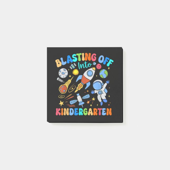 Blasting Off Into Kindergarten Back To School Post-it Notes (Front)