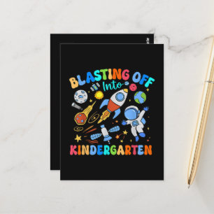Blasting Off Into Kindergarten Back To School Postcard