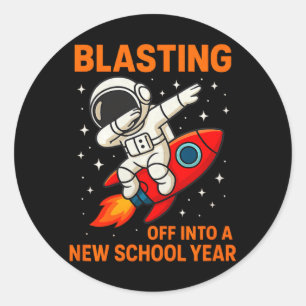 Blasting Off Into New School Year Astronaut Dab Classic Round Sticker