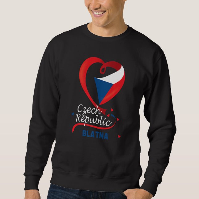 Blatna Czech Republic Heart Flag Lion Coat Of Arm  Sweatshirt (Front)