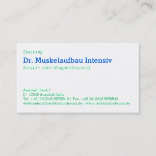 Blau Grüne, klassische, gut lesbare Business Card
