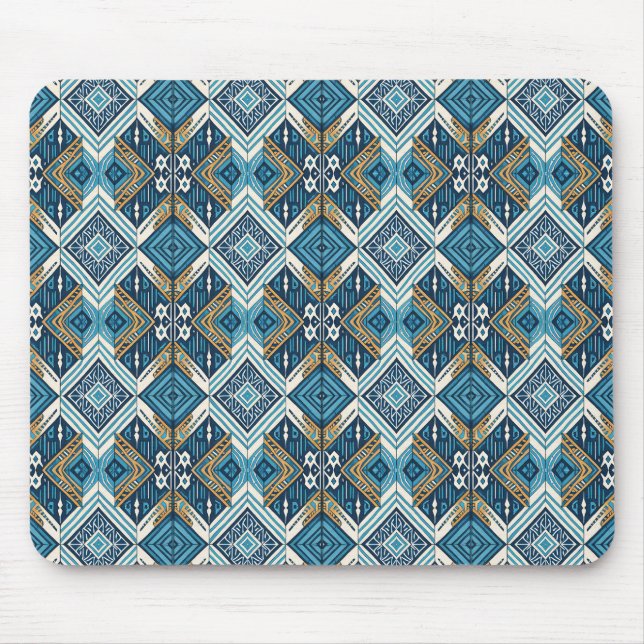 Blaue symetrisches Boho Muster 18583 b xl Mouse Pad (Front)
