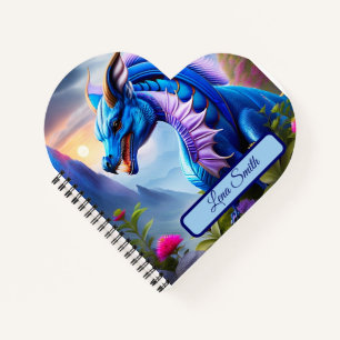 Blauer Drache, fantasievolle Digital Art Notebook