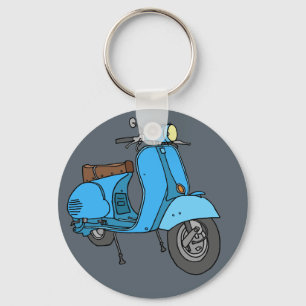 Blauer Motorroller (Vespa) Key Ring