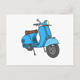 Blauer Motorroller (Vespa) Postcard