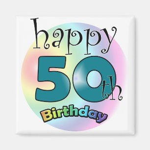Blauwe Happy 50th Birthday Magnet