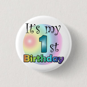 Blauwe It's my 1st Birthday 3 Cm Round Badge