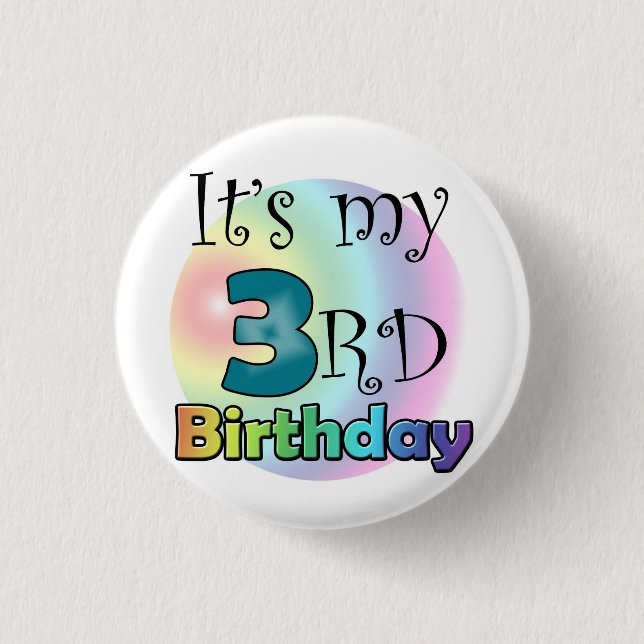 Blauwe It's my 3rd Birthday 3 Cm Round Badge (Front)