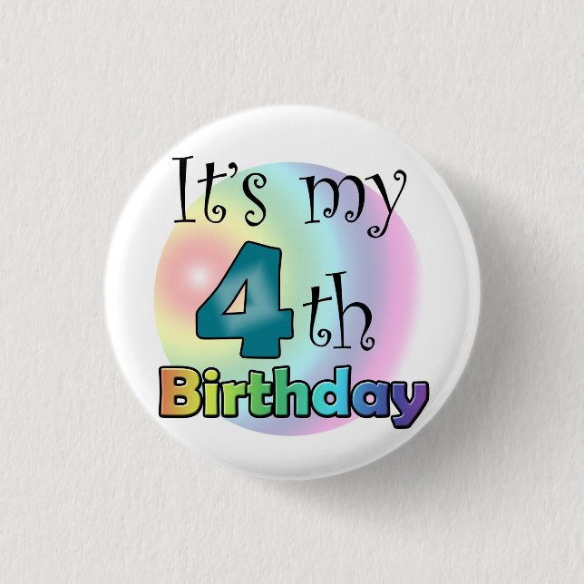 Blauwe It's my 4th Birthday 3 Cm Round Badge (Front)