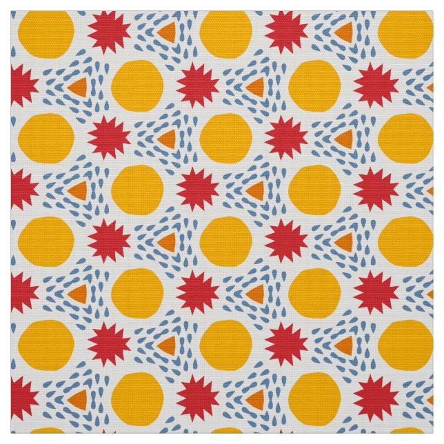 BLAZE - Fun Modern Primary Coloured Kid Geometric Fabric (Swatch)