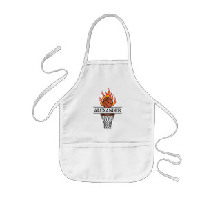 Blaze On! Personalised Fire Basketball Kids Apron
