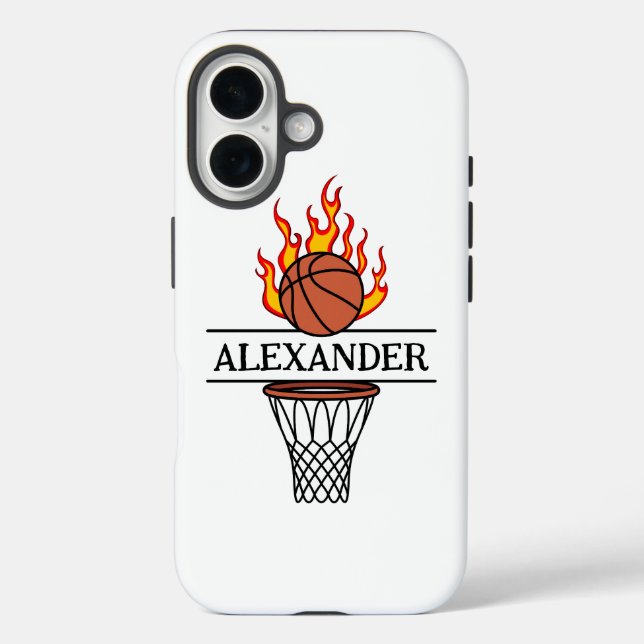 Blaze On! Personalised Fire Basketball Kids Apron Case-Mate iPhone Case (Back)