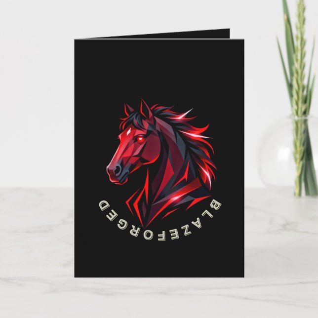 BlazeForge Red Horse Greeting Card (Front)