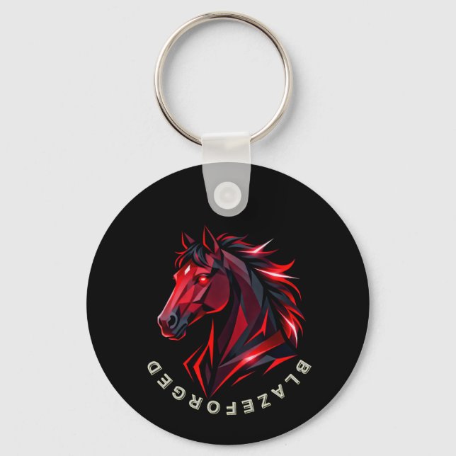 BlazeForge Red Horse Keychain (Front)