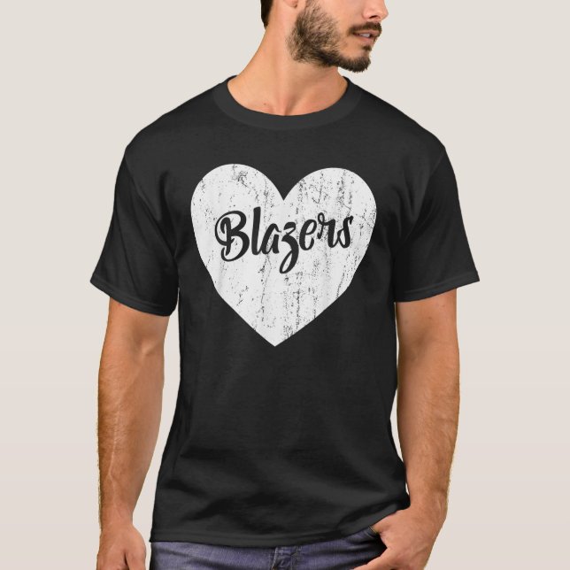 Blazers School Sports Fan Team Spirit Mascot Heart T-Shirt (Front)