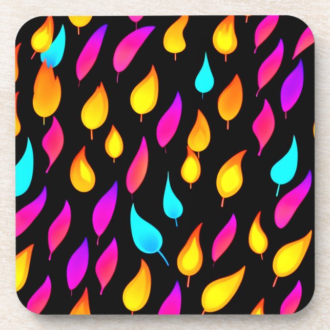 Blazing Abstract Flame Art Coaster (Front)