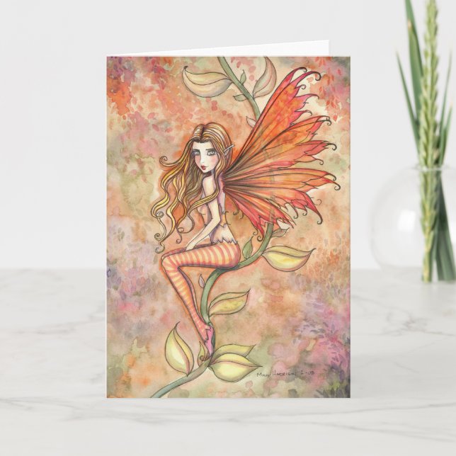 Blazing Autumn Fairy Greeting Card (Front)