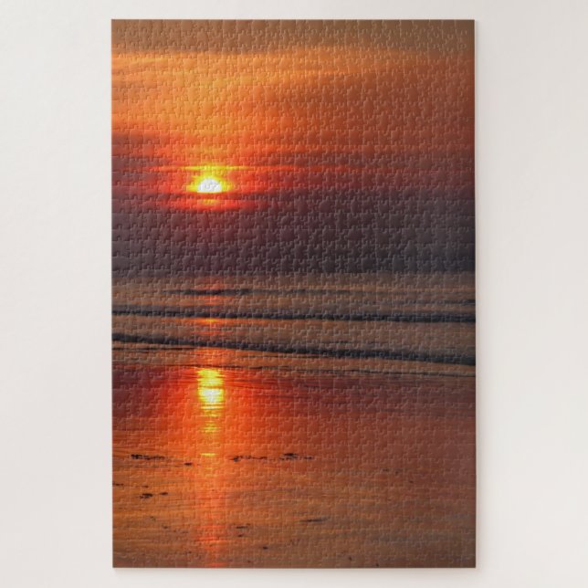 Blazing Beach Sunset  -  20x30 - 1014 pcs Jigsaw Puzzle (Vertical)