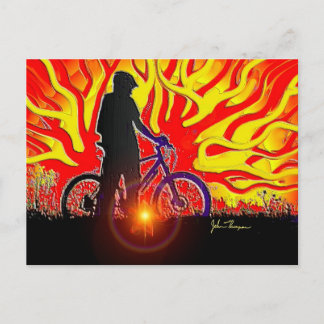 Blazing Bike Rider Post Card
