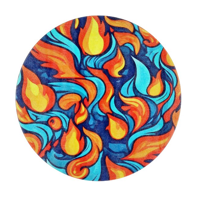  Blazing Blue Abstract Cutting Board (Front)