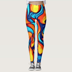  Blazing Blue Abstract Leggings