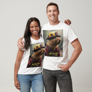 "Blazing Bravery: The Firefighting Capybara" T-Shirt